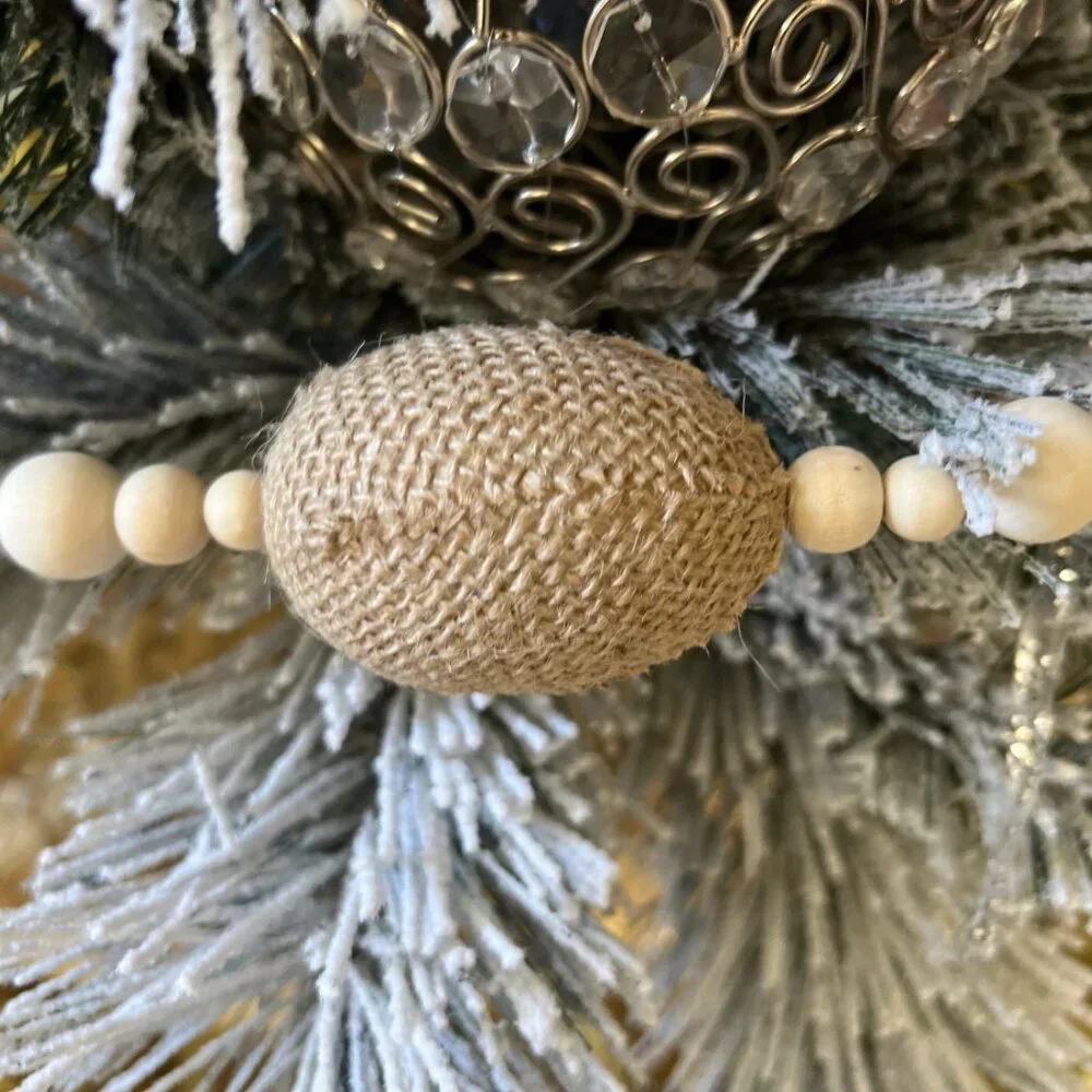 Burlap Egg And Wood Bead Garland Easter Decor Spring Home Decoration